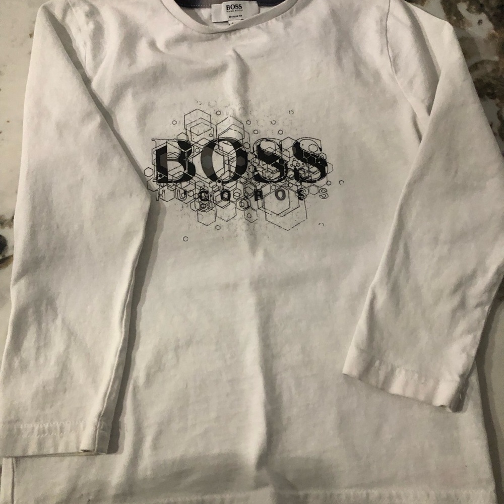 BOSS Kids Graphic White Long Sleeve Tee